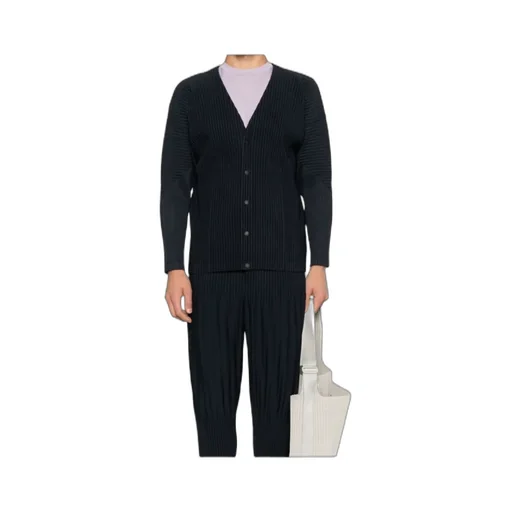 Homme Pliss Issey Miyake Pleated V-Neck Cardigan