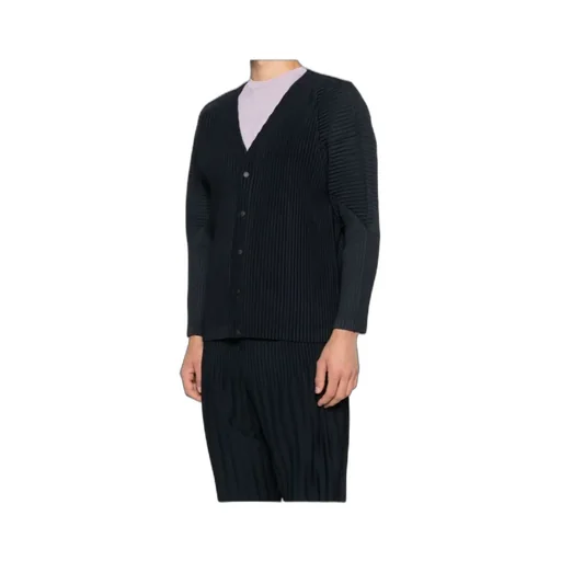 Homme Pliss Issey Miyake Pleated V-Neck Cardigan