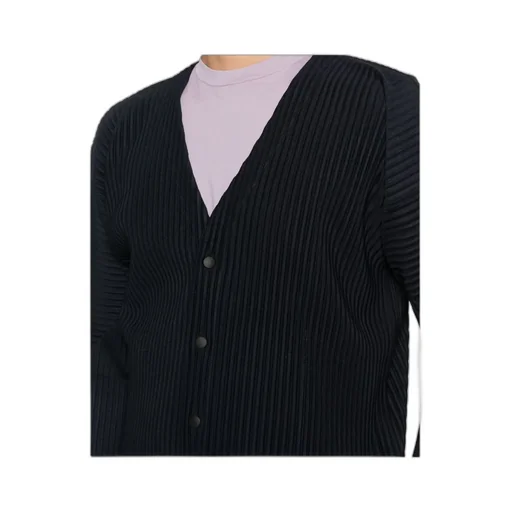 Homme Pliss Issey Miyake Pleated V-Neck Cardigan