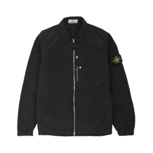 Stone Island Logo Patch Zip-Up Overshirt