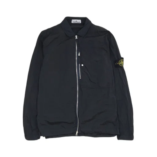 Stone Island Logo Patch Zip-Up Overshirt