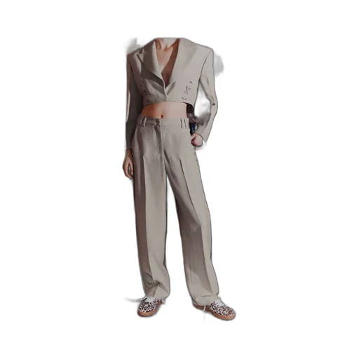 Lace-Up Barrel-Leg Trousers - Light Grey