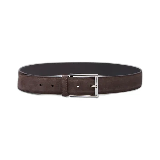 Rectangular-Buckle Suede Belt