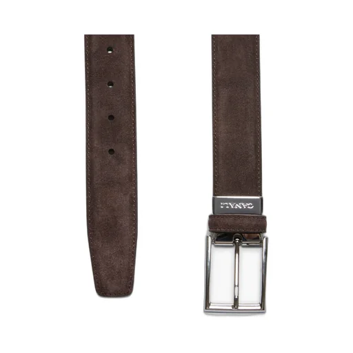 Rectangular-Buckle Suede Belt