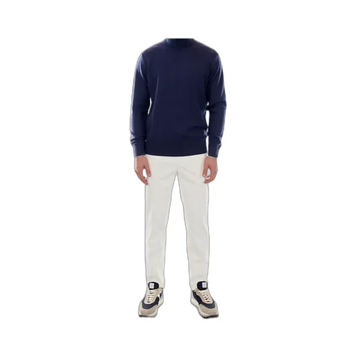 Turtle Neck Sweater Tipping Blue, Light Gray