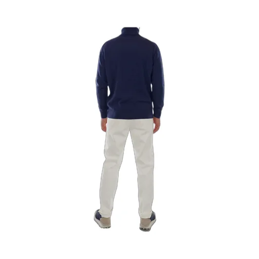 Turtle Neck Sweater Tipping Blue, Light Gray