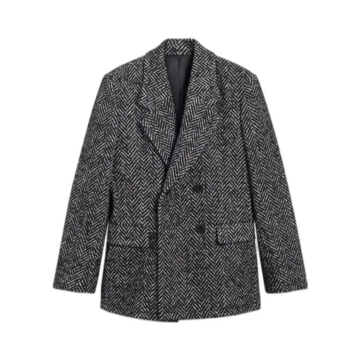 Jade Herringbone Double-Breasted Blazer
