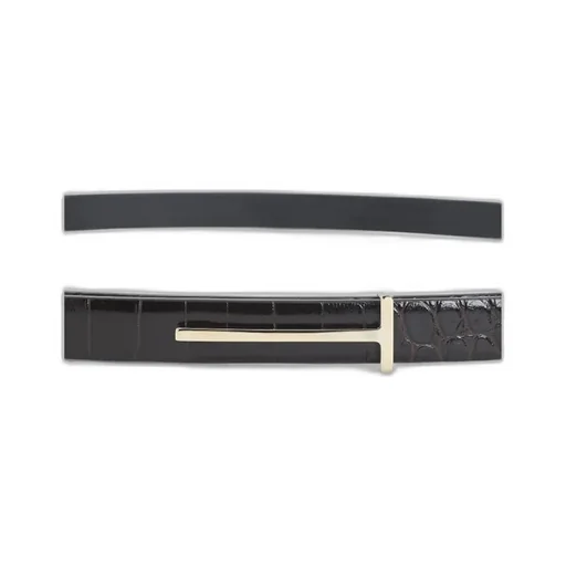 Tom Ford Shiny Stamped Embossed Slim T Belt