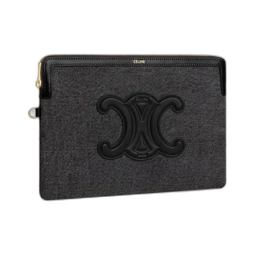 Small Pouch With Strap Cuir Triomphe In Denim