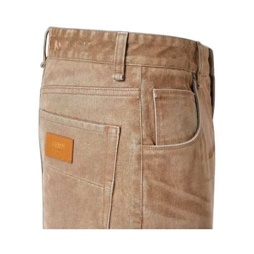 Fendi Logo Patch Straight-Leg Long Jeans