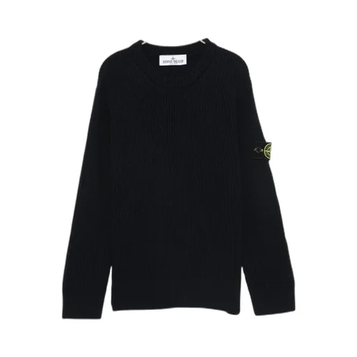 Stone Island Junior Logo Patch Ribbed Jumper