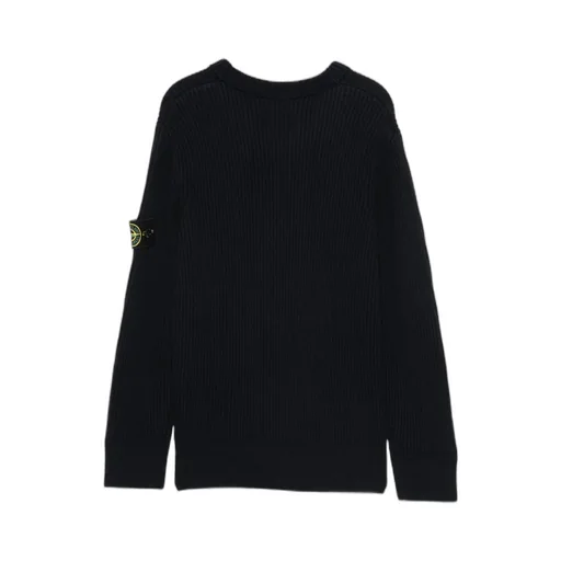 Stone Island Junior Logo Patch Ribbed Jumper
