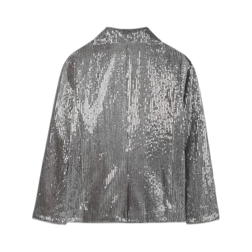 Sequin-Embellished Double-Breasted Jacket
