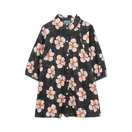 Floral Print Button-Up Shirt Dress