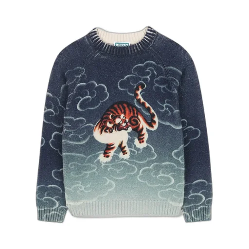 Tiger-Motif Cloud-Patterned Sweater