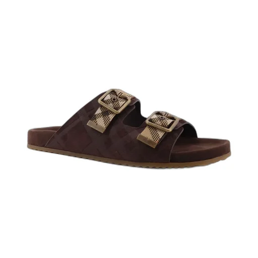 Burberry Double Buckle Checked Slides