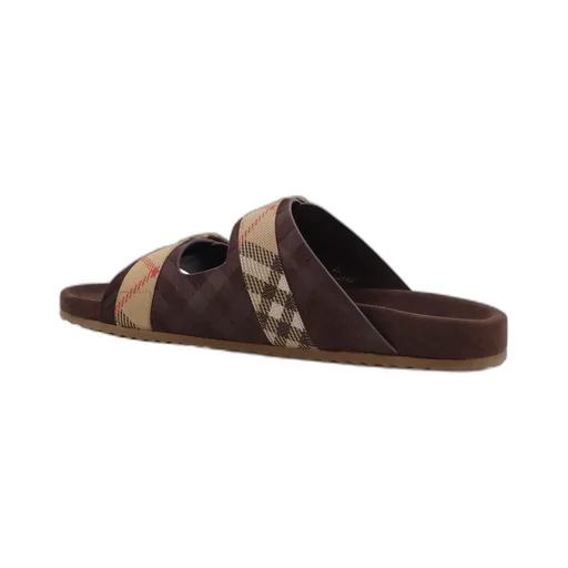 Burberry Double Buckle Checked Slides