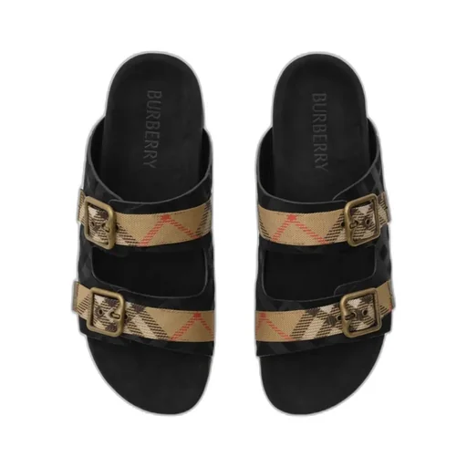 Burberry Urchin Check Buckle Flat Sandals