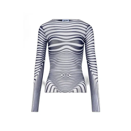 Long-Sleeve Morphing-Stripes Top