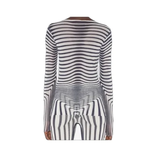 Long-Sleeve Morphing-Stripes Top