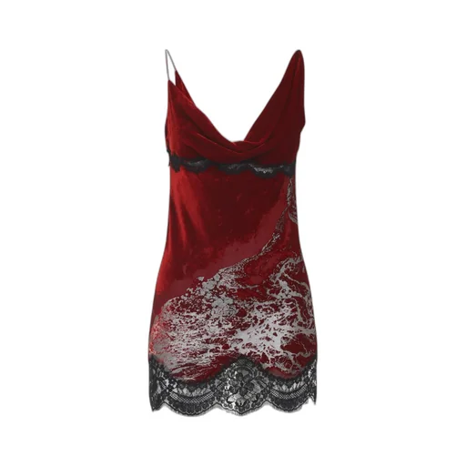 Marine Print Lace Mini Dress