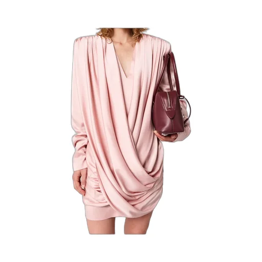 Stella Mccartney Pleated Satin V-Neck Mini Dress