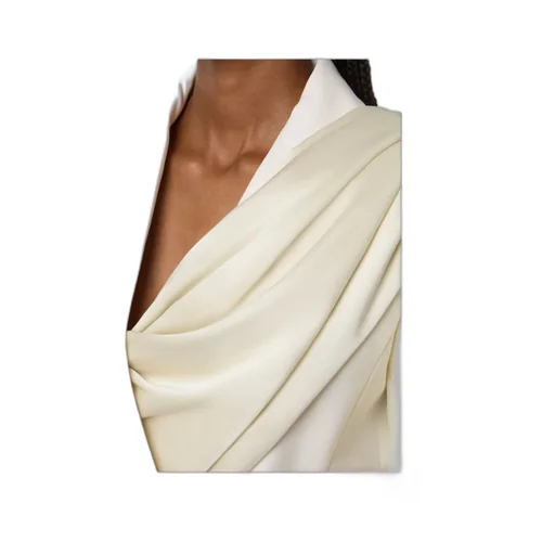 Draped-Scarf Double-Breasted Blazer