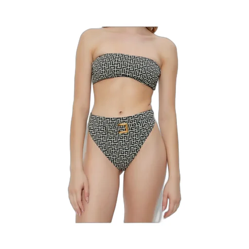 Geometric-Print Belted Bikini