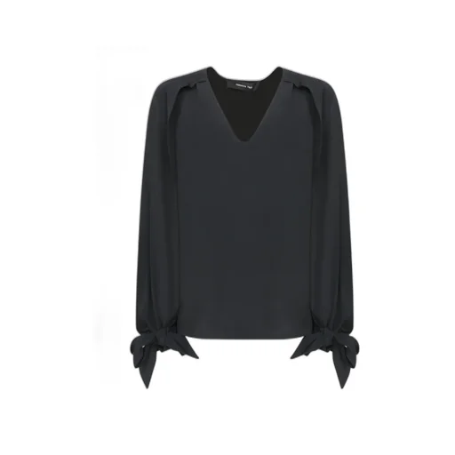 Federica Tosi V-Neck Tie-Cuff Blouse