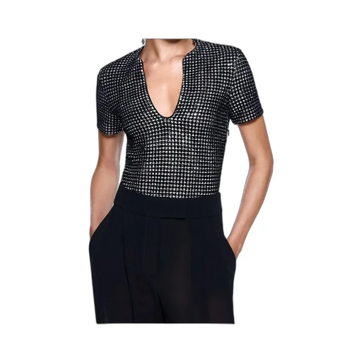 Giorgio Armani Flocked Print And Sequins Jersey Bodysuit