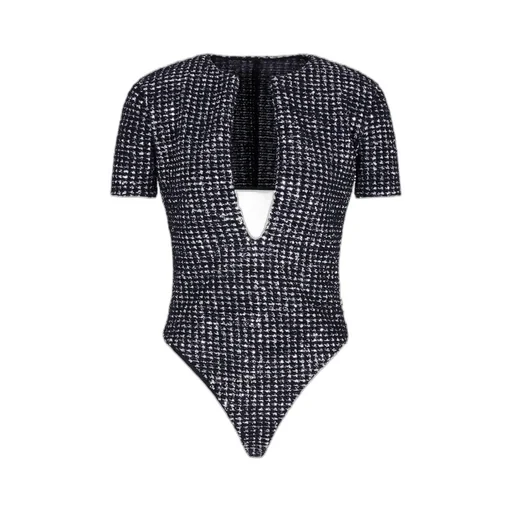 Giorgio Armani Flocked Print And Sequins Jersey Bodysuit