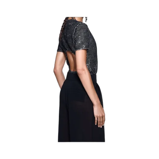 Giorgio Armani Flocked Print And Sequins Jersey Bodysuit