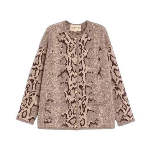 Valentino	Button-Up Crewneck Cardigan