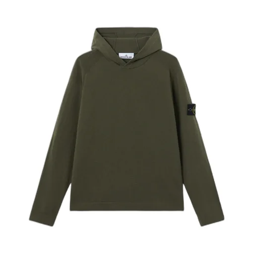 Hooded Jumper With Raglan Sleeves And Ribbed Trims