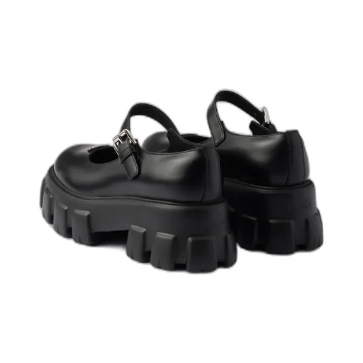 Brushed Leather Monolith Mary Janes