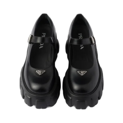 Brushed Leather Monolith Mary Janes
