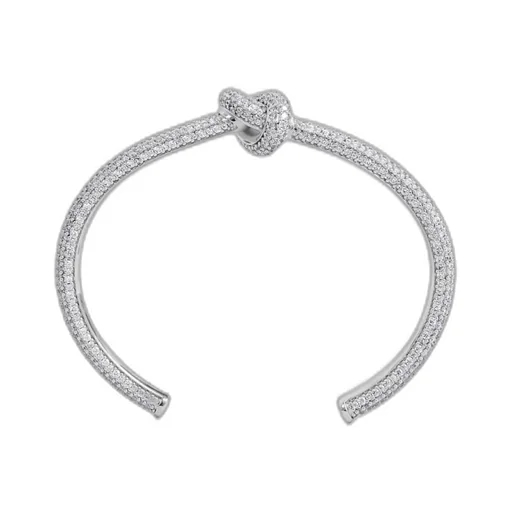 Knot Sparkle Cuff In Strass And Brass With Rhodium Finish