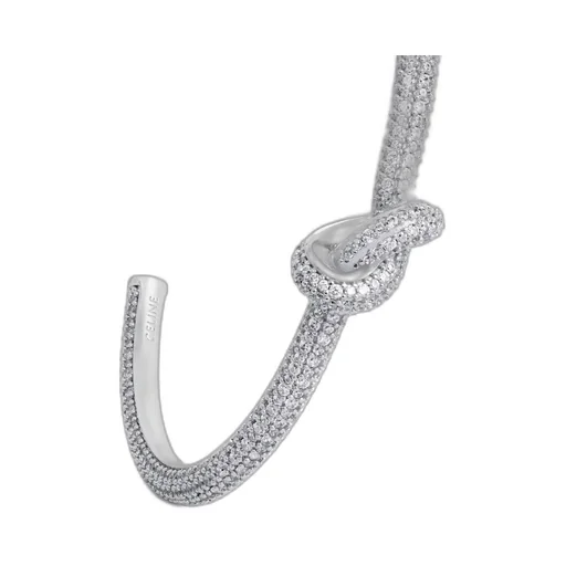 Knot Sparkle Cuff In Strass And Brass With Rhodium Finish