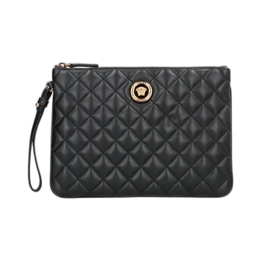 Quilted Logo Leather Clutch Bag