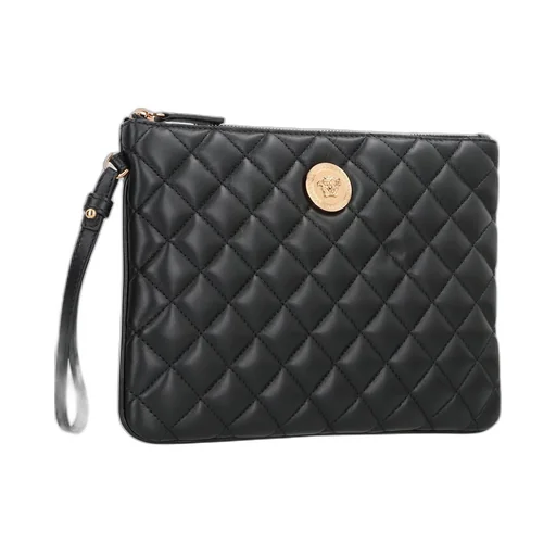 Quilted Logo Leather Clutch Bag