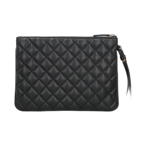 Quilted Logo Leather Clutch Bag