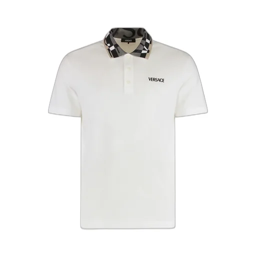 Patterned-Collar Logo Polo Shirt