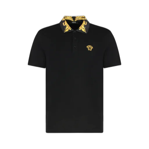 Patterned-Collar Medusa Polo Shirt