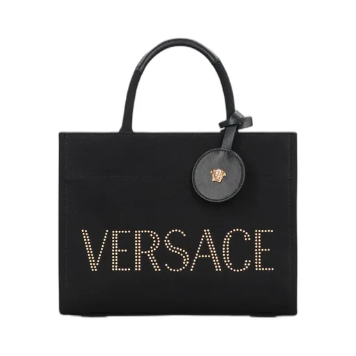 Studded Logo Canvas Tote Bag