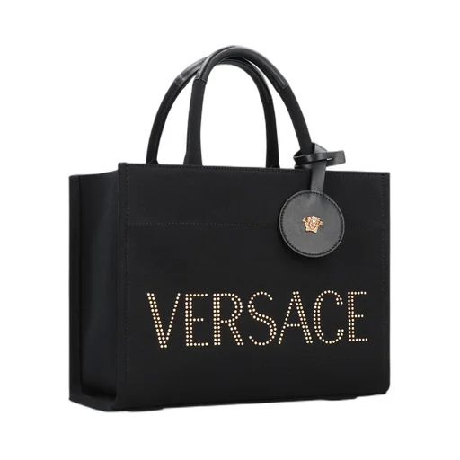 Studded Logo Canvas Tote Bag