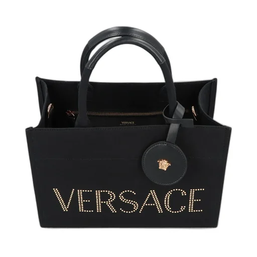 Studded Logo Canvas Tote Bag