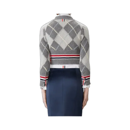 Thom Browne Argyle-Intarsia Knitted Cardigan