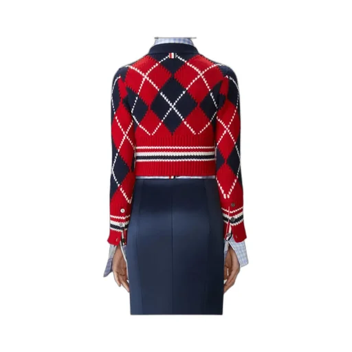 Thom Browne Argyle Intarsia V-Neck Cardigan