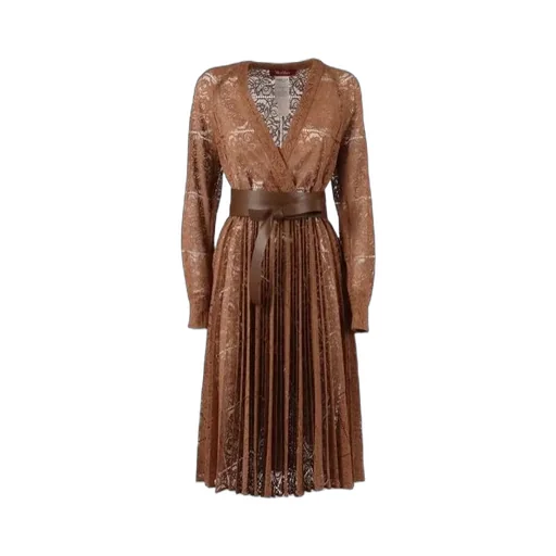 Max Mara Studio V-Neck Pleated Dress