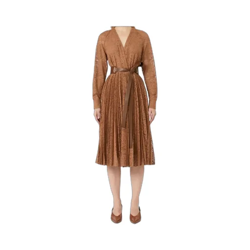 Max Mara Studio V-Neck Pleated Dress